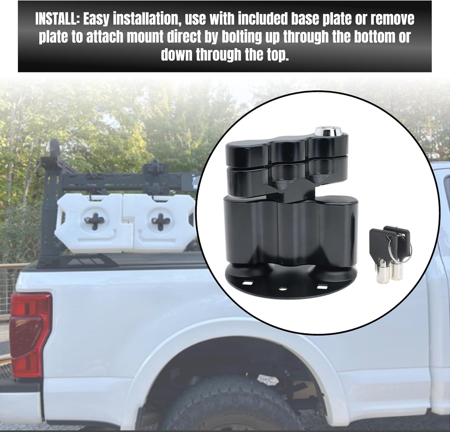 2Pack Pack Mount Lock with Keys Locking Pack Mount for Rotopax for RX-LOX-PM for LOX-PM Fuel Pack or Storage Box Water Pack Gas Can Mounts and for Fuel Standard Pack