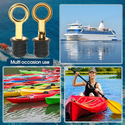 2 Pcs Boat Plug Snap Handle Boat Drain Plug Rubber Plugs with Brass/Stainless Steel Handle Marine Twist Plug Boat Accessories