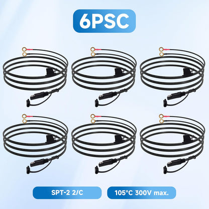 3.3FT 18AWG SAE Extension Cable, Battery Charger Cord 18 AWG, 2 Pin Quick Disconnect SAE to O Ring Terminal Harness Extension Cord for Solar Batteries Cars Motorcycles, 6pcs