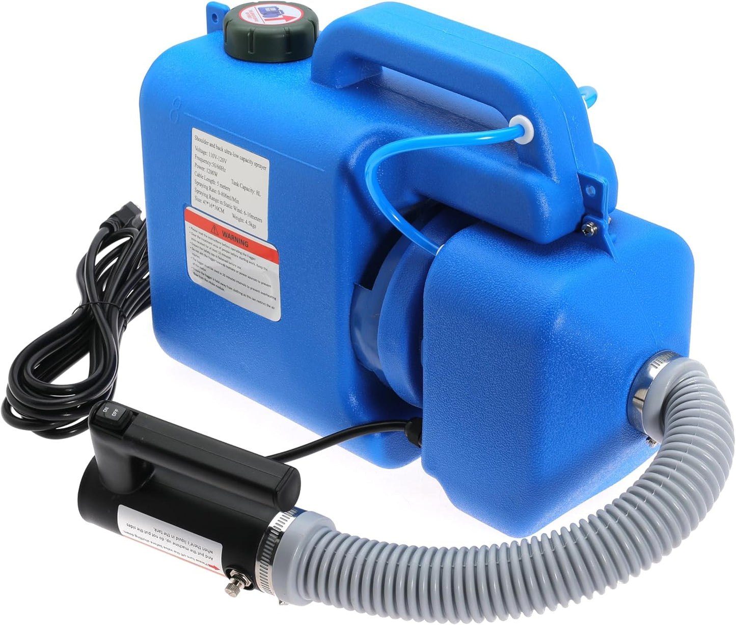 8L (2 Gallon) Electric ULV Fogger Machine Portable Mist Cold foggers Adjustable Flow Rate Atomizer Sprayer for Indoor and Outdoor Use