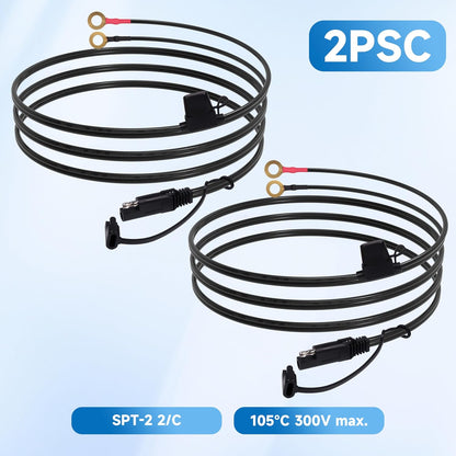 3.3FT 18AWG SAE Extension Cable, SAE Battery Charger Cord 18 AWG, 2 Pin Quick Disconnect SAE to O Ring Terminal Harness Extension Cord for Solar Batteries Cars Motorcycles, 2pcs