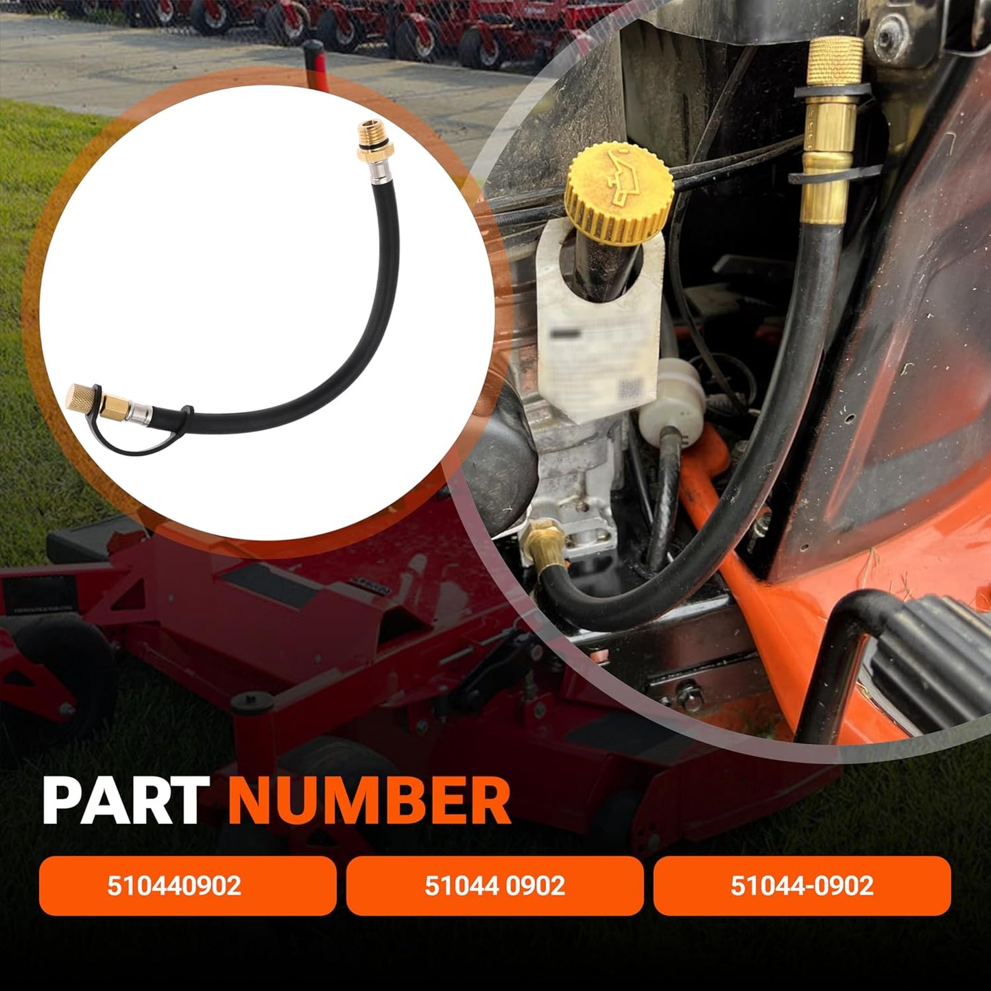 Oil Drain Hose Replace 510440902 for Kawasaki FR730V FX730V, Pack of 1 | Replace 51044 0902, for FJ180V FS730V,For Kubota Z412 Z122R, For Toro Timecutter Turfmaster