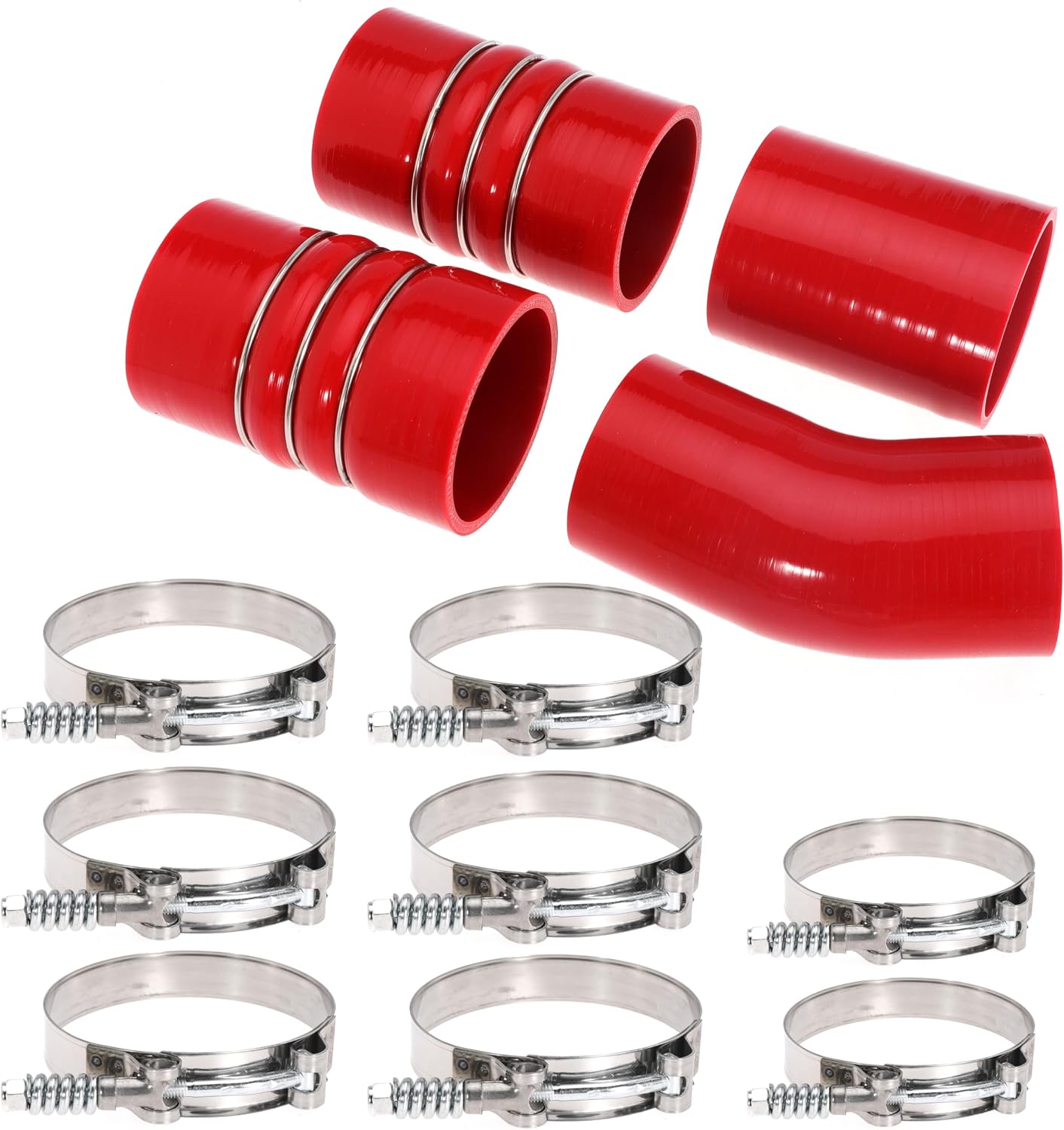 6.0 Turbo Intercooler Boots Clamps Kit For Ford F250 F350 Super Duty Excursion Econoline 6.0L Powerstroke Diesel 6.0 Turbo Intercooler Pipe Boot Kit 2003-2007 with T Bolt Clamp