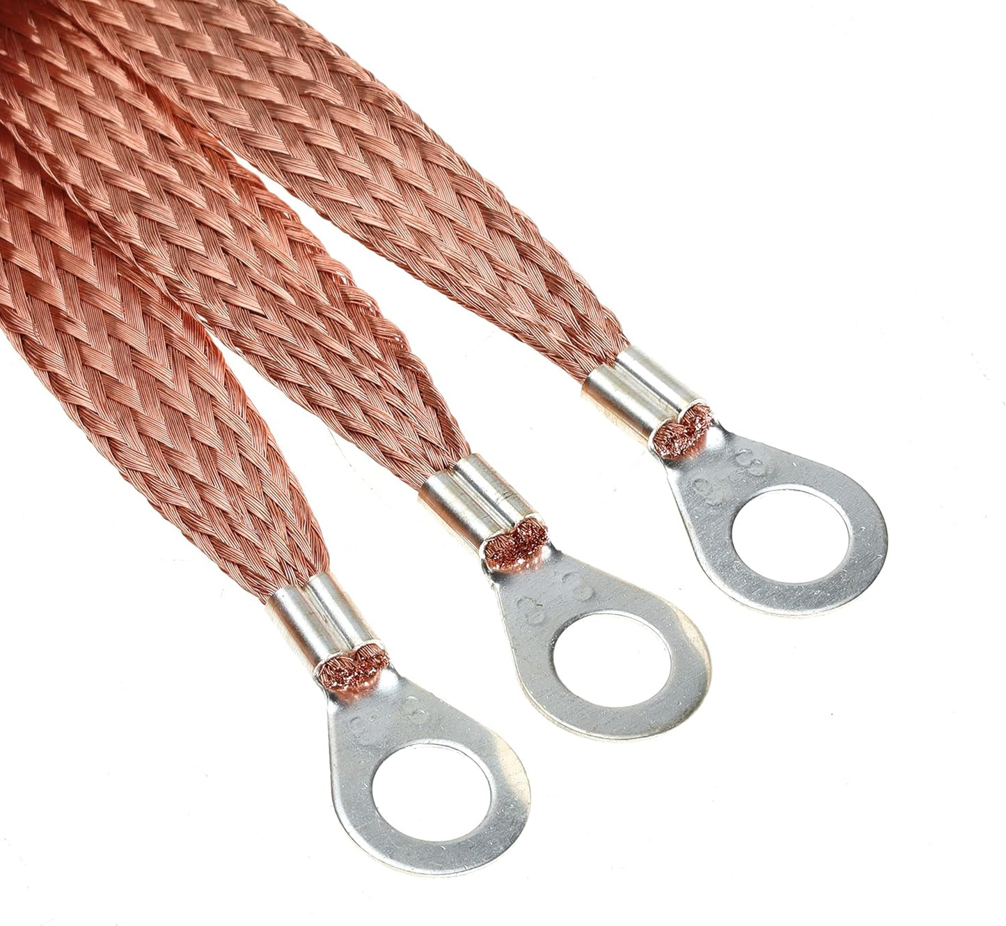 11.8-inches Braided Ground Strap Automotive Heavy Duty Copper Ground Strap with 1/4-inches Terminal Lugs 5PCS