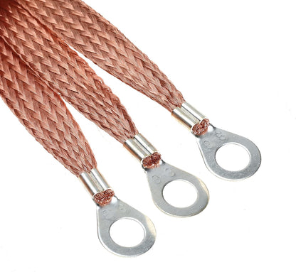 11.8-inches Braided Ground Strap Automotive Heavy Duty Copper Ground Strap with 1/4-inches Terminal Lugs 5PCS