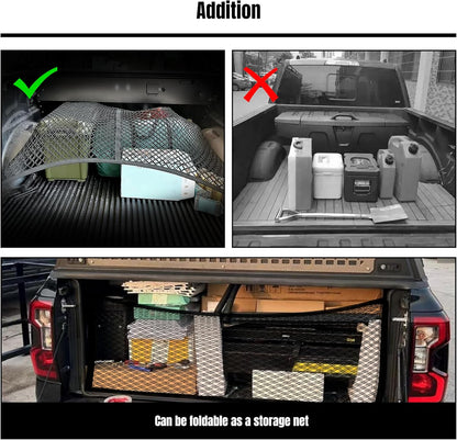 Cargo Net for Pickup Truck Bed, Truck Bed Netting for Cargo, 4' x 4' Bungee Net Stretches to 8' x 8' Truck Bed Cargo Net for Pickup Trucks Trailers