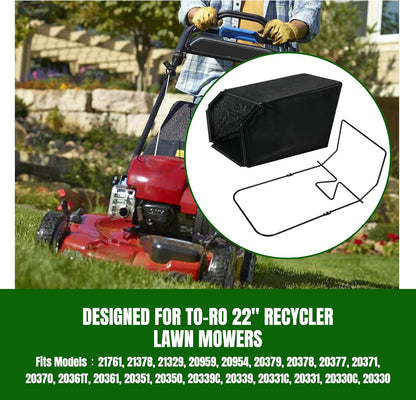 Grass Catcher Bag and Frame Set for to-ro 22" Recycler Lawn Mower Replace 115-4664 132-4483-03 114-2639-03, Foldable Frame