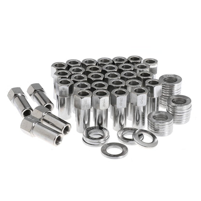 7/16"-20 Wheel Lug Nut for Cragar for SST Mag with Center Washer Open Ended, 13/16” Hex 2.01” Total Length (32Set)