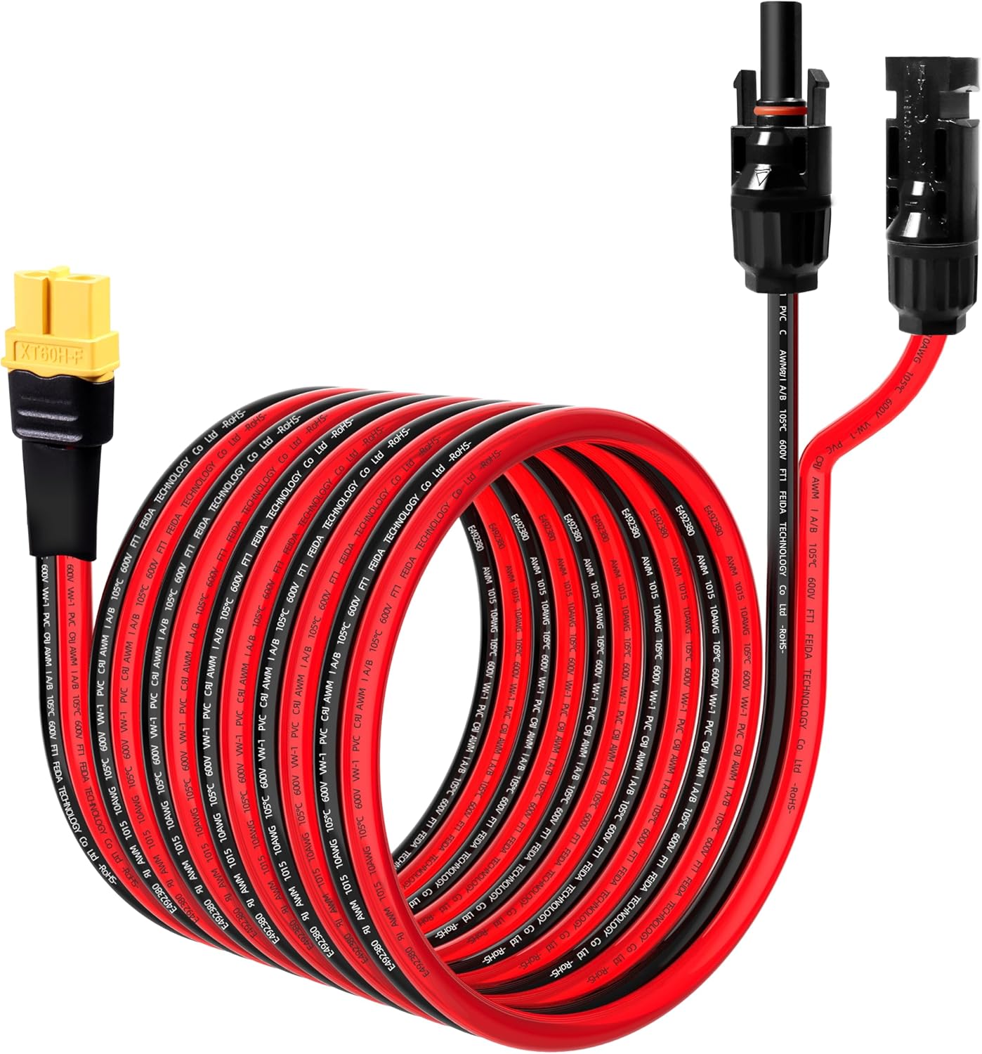12AWG 10FT Solar to XT60 Charge Extension Cable for Solar Panels Portable Power Stations Solar Connector to XT60H Cables