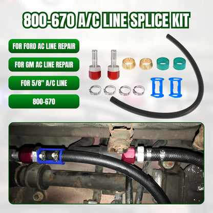 800-670 A/C Line Splice Kit For 5/8 Line With No.10 Hose 800670 Air Conditioning Repair Splice Connector Splicer Coupler Kit For 5/8 AC Line to Hose Repair (Line-K670)