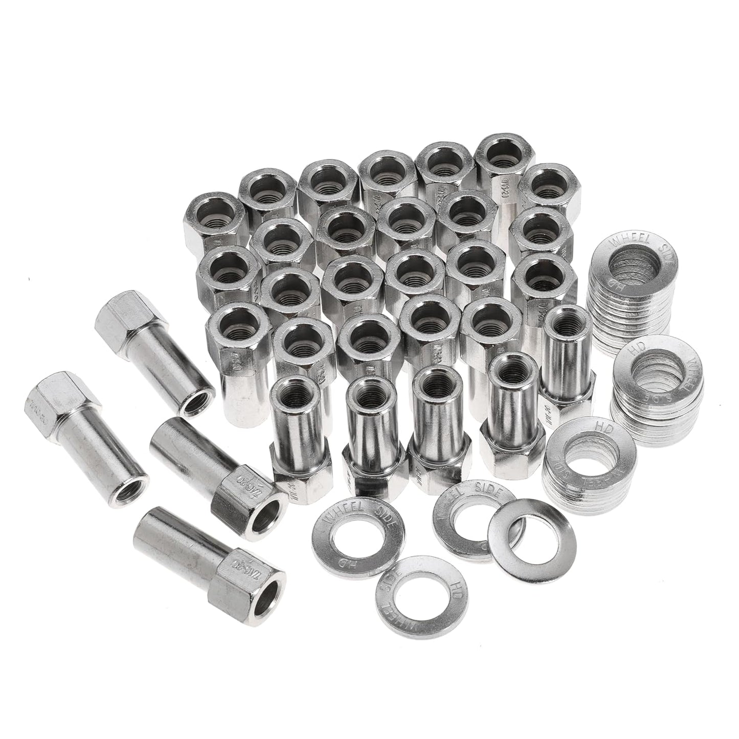 7/16"-20 Wheel Lug Nut for Cragar for SST Mag with Center Washer Open Ended, 13/16” Hex 2.01” Total Length (20Set)