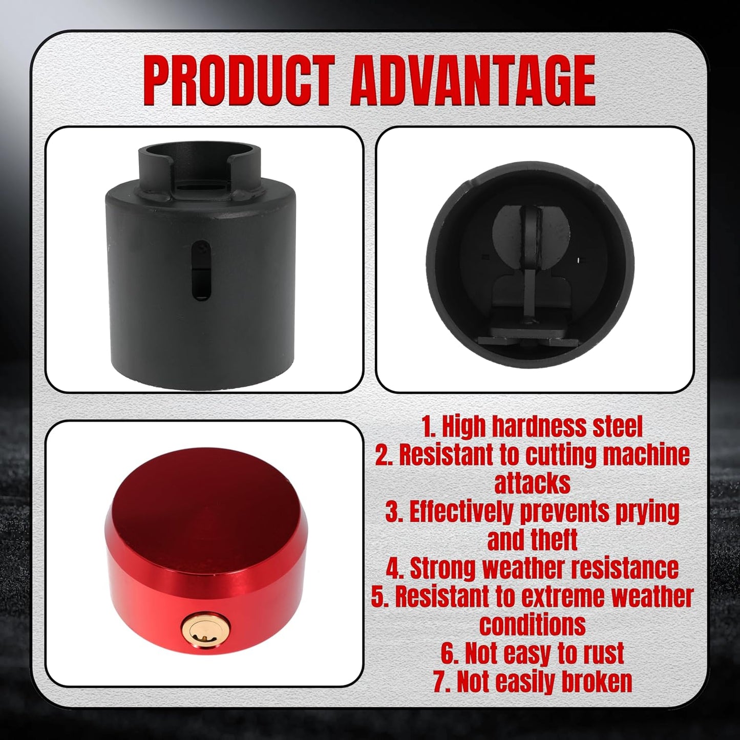 2-5/16" Trailer Lock, 2-in-1 Anti-Theft Trailer Hitch Coupler Lock Fits 2-5/16 Inch Ball Couplers on Trailers RVs Boats (with red Lock)