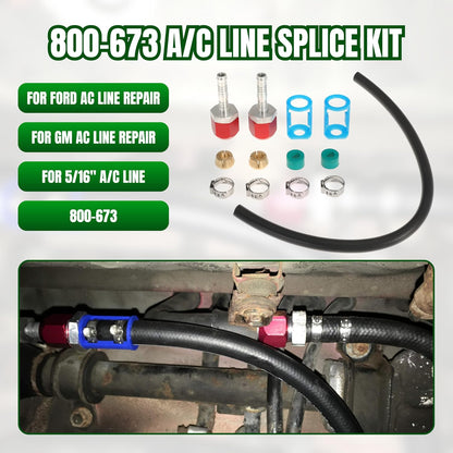800-673 A/C Line Splice Kit For 5/16 Line With No.6 Hose 800673 Air Conditioning Repair Splice Connector Splicer Coupler Kit For 5/16 AC Line to Hose Repair (Line-K673)