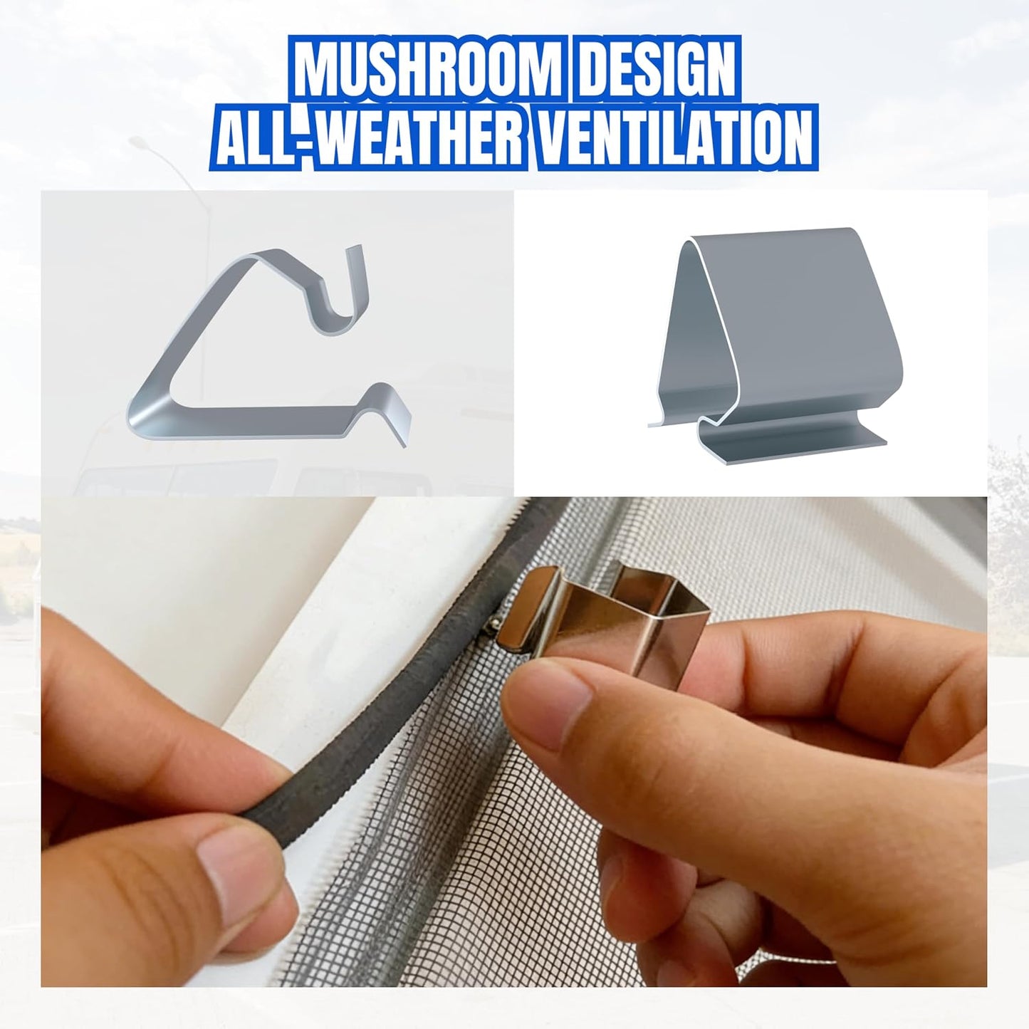 RV Window Screen Clips Stainless Steel Spring Bail Retainer Clips for RV Windows, Doors, Garage, and Patio Screens (10PCS)