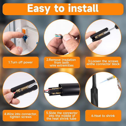 Underground Wire Splice Kit Connectors and Heat Shrink Tube Electrical Cable Direct Buried Uf Wire for 14/3 to 8/3 Range Handle Voltages Up to 600 Volts (5Set)