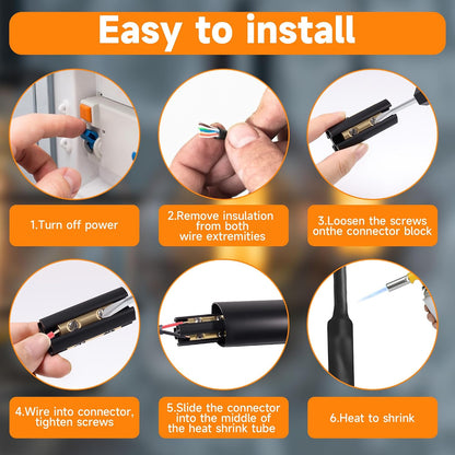 Underground Wire Splice Kit Connectors and Heat Shrink Tube Electrical Cable Direct Buried Uf Wire for 14/3 to 8/3 Range Handle Voltages Up to 600 Volts (2Set)