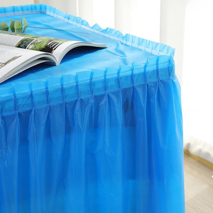5 Pack Plastic Table Skirts & Cloths for Rectangle Tables, 14 Ft Blue Tableskirts & 54" x 108" Tablecloths, Disposable Tablecloth Skirt Covers for Party Birthday (Dark Blue)