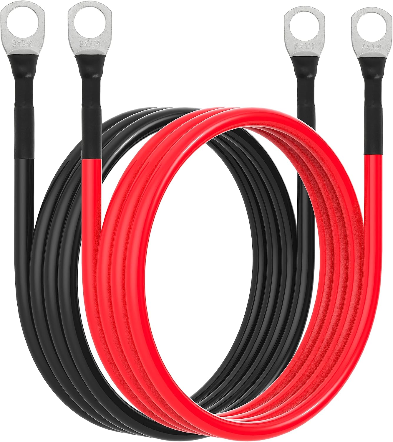 5 AWG Battery Cable 5AWG Gauge Battery Inverter Cables for Automotive Solar Marine Boat RV Car Motorcycle (5 AWG, 10FT, 3/8"+5/16")