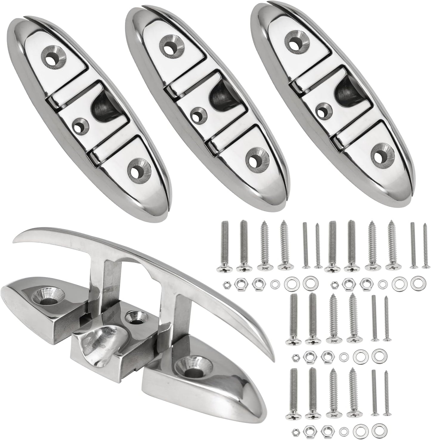 316 Stainless Steel Boat Folding Cleats Flip-up Dock Cleat with Screws Marine Dock Rope Cleats Compatible with Kayak Yacht Pontoon Boat