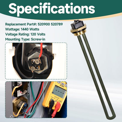 Replacement 520900 RV Water Heater Element for Suburban for Atwood 6-10 Gallon SW4DE SW6DE SW6DEL SW10 SW10DE SW10PE SW12DE SW12DEL Models with 1-1/2 in x 1-1/16 in x 6 in Wrench Socket