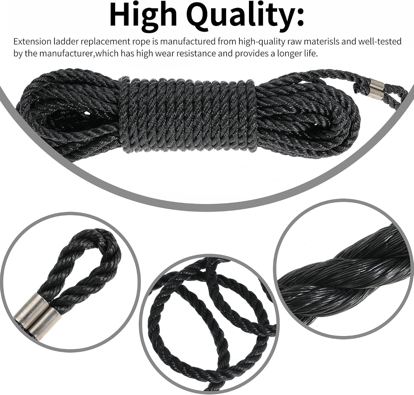 Extension Ladder Replacement Rope, Extension Ladder Rope Replacement，Replacement Ladder Rope & Pulley Kit Compatible with Werner Extension Ladders (2)