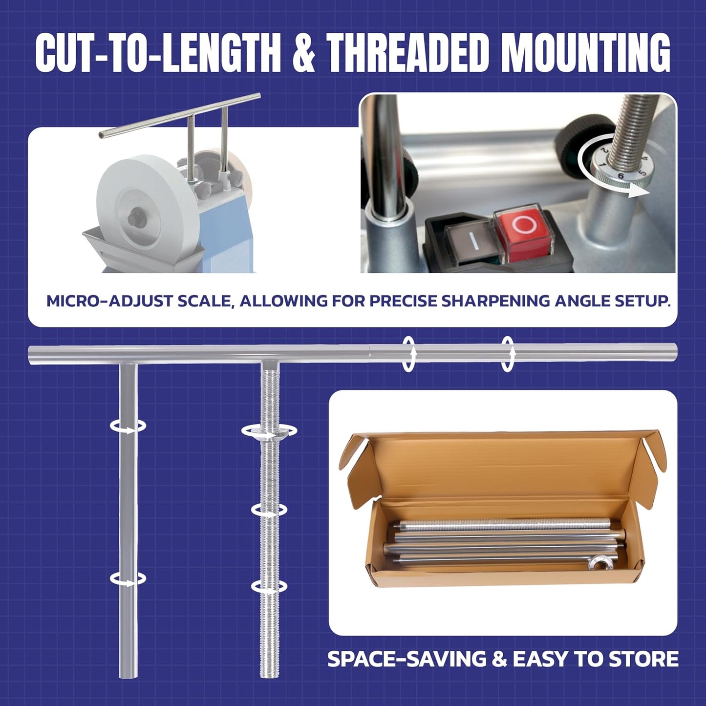 US-430 Support Extended Bar for Tormek Knife Sharpening System T8 T7 T4 T3 Sharpener and Older Models (1, Detachable)