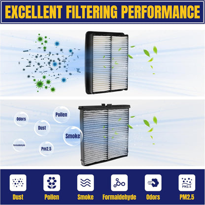 Engine and Cabin Air Filter Fit for Mazda CX-30 2020-2024 for Mazda 3 2019-2024 CX-50 2023 Replace BDGF-61-J6X BDTS61J6X PAJ8-13-3A0A PAH9-13-3A0A (2 Pack)