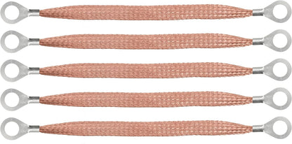 11.8-inches Braided Ground Strap Automotive Heavy Duty Copper Ground Strap with 1/4-inches Terminal Lugs 5PCS