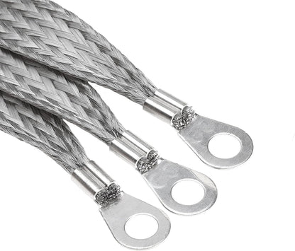 8 x 1/2-inches Braided Ground Strap Tinned Copper Automotive Ground Straps with 1/4-inches Ring Terminal 5PCS