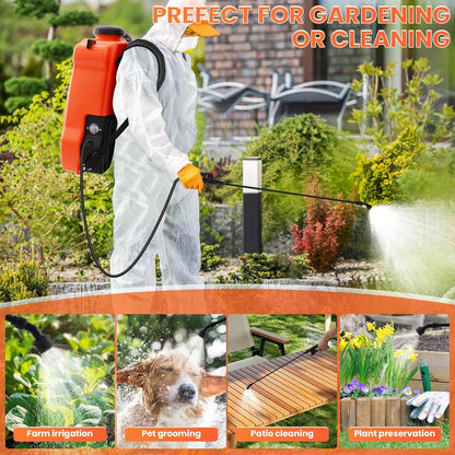 5.4 Gallon Battery Powered Backpack Sprayer with Wheeled Cart, Adjustable 0-94 PSI & 6-Hour Runtime