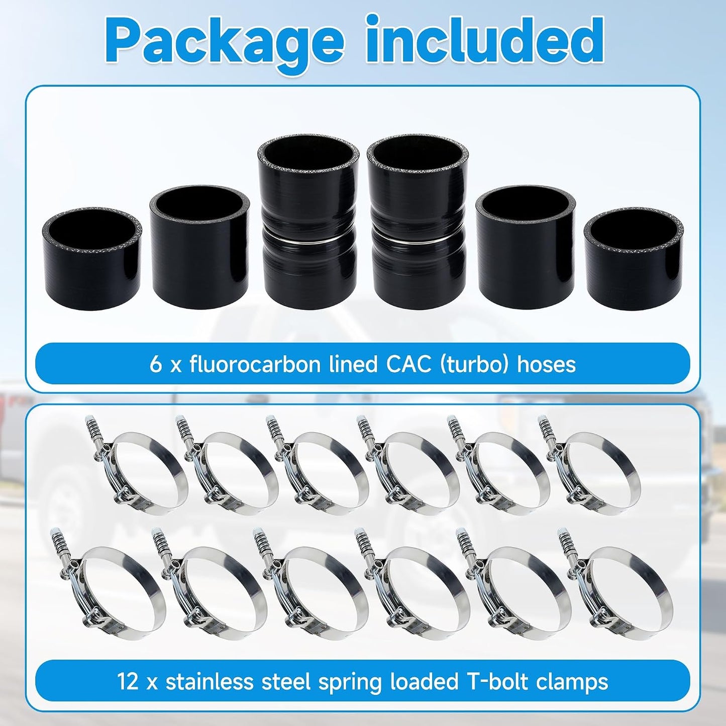 7.3 Silicone Hose Boots Kit for Ford Late 1999-2003 F250 F350 F450 Superduty 7.3L Engines with Clamps