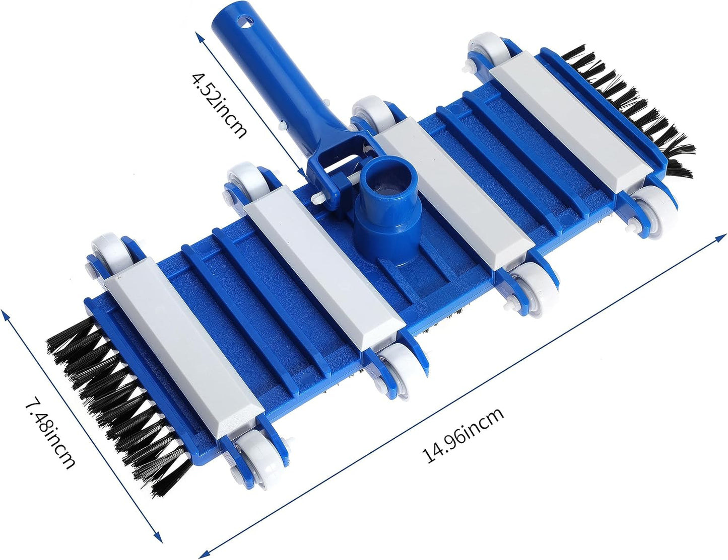 14" Heavy Duty Pool Vacuum Head with Brushes Weighted Flexible Vacuum Head with Aluminum Handle Connector for 1-1/4" or 1-1/2" Hose