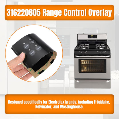 Replacement 316220805 Control Board Overlay for Frigidaire Range Stove Oven, Touchpad Overlay Replaces 316220818 316220841 318214502