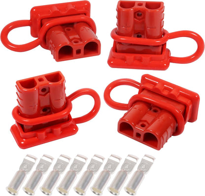 50A 600V Battery Quick Connect Disconnect Connector 6-10AWG Battery Cable Connector Fit for 6-10 Gauge Connect and Disconnect Plug Connector with Protect Cover and Screws