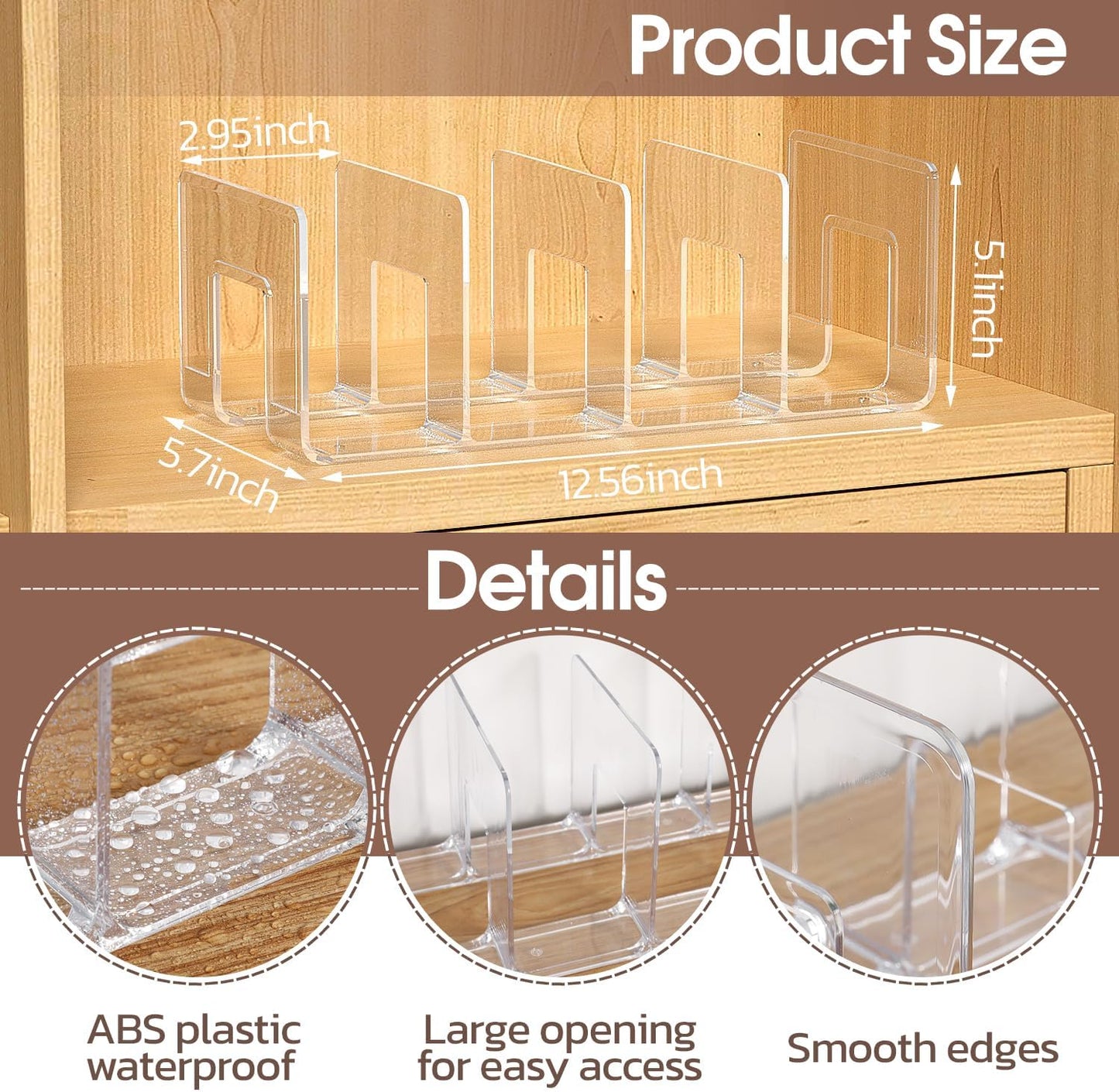 Noleja 2pcs Clear Plastic Purse Handbag Organizer 4 Sections Bag Closet Shelf Divider Purse Display Stand Handbag Storage Organizer Clear Desk File Sorter Stand Holder Bookshelf (2)