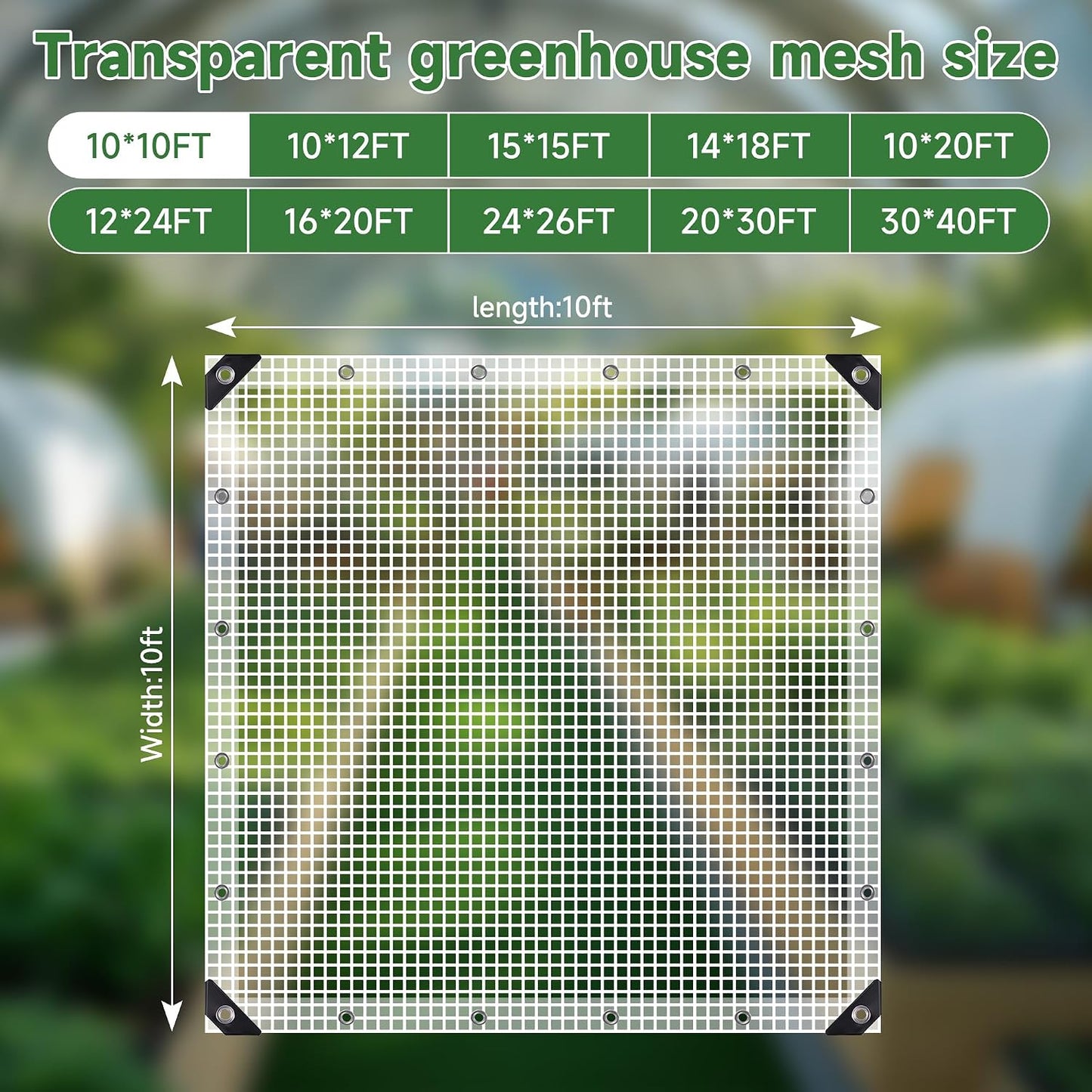 16Mil Greenhouse Cover, 14x18 FT Clear Heavy Duty Greenhouse Tarp, UV Resistant Waterproof Green House Plastic Covering with Grommets for Garden, Farms, Nursery (Cover-GRH-10X10FT)