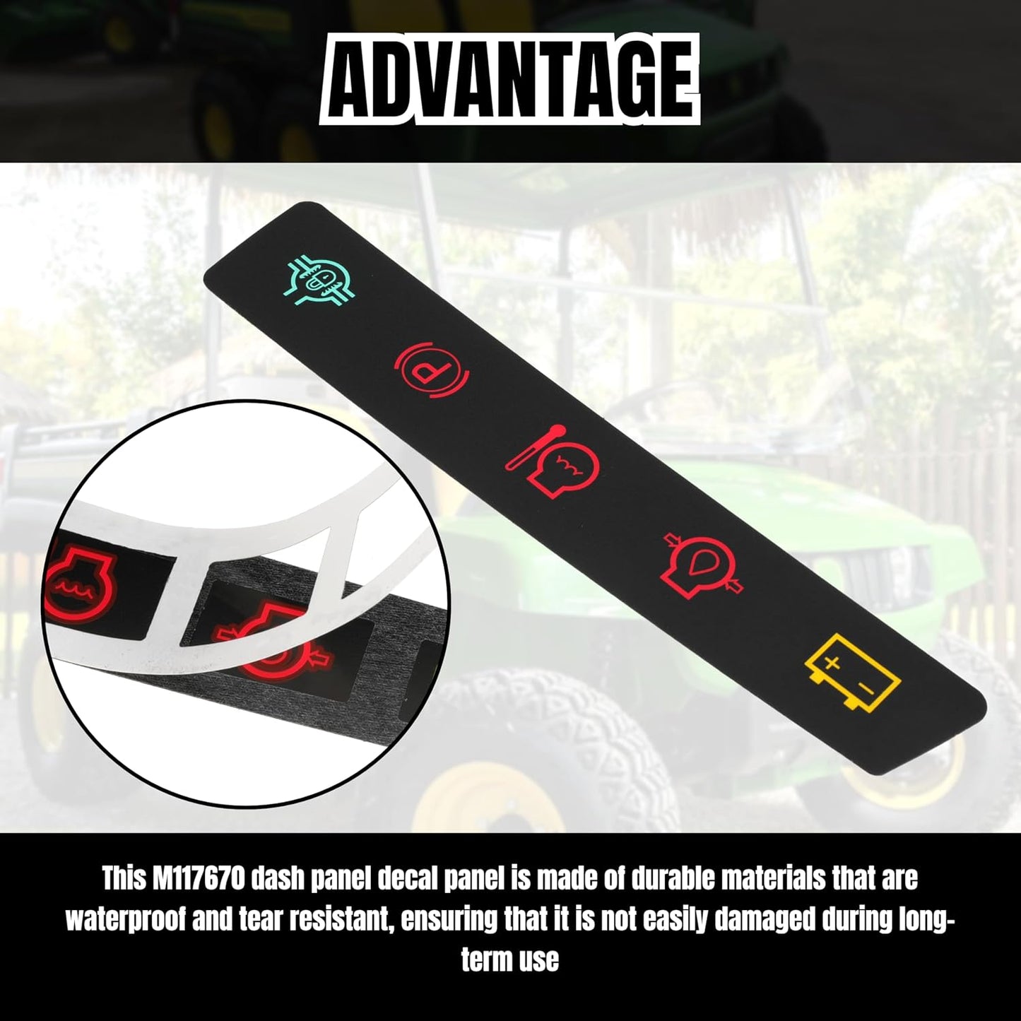 Dash Panel Decal Instrument Panel Indicator Label Sticker Replace M117670 for Jo-hn Deere 4X2 6X4 Gators Utility Vehicle Serial Below 022482 (1PCS)