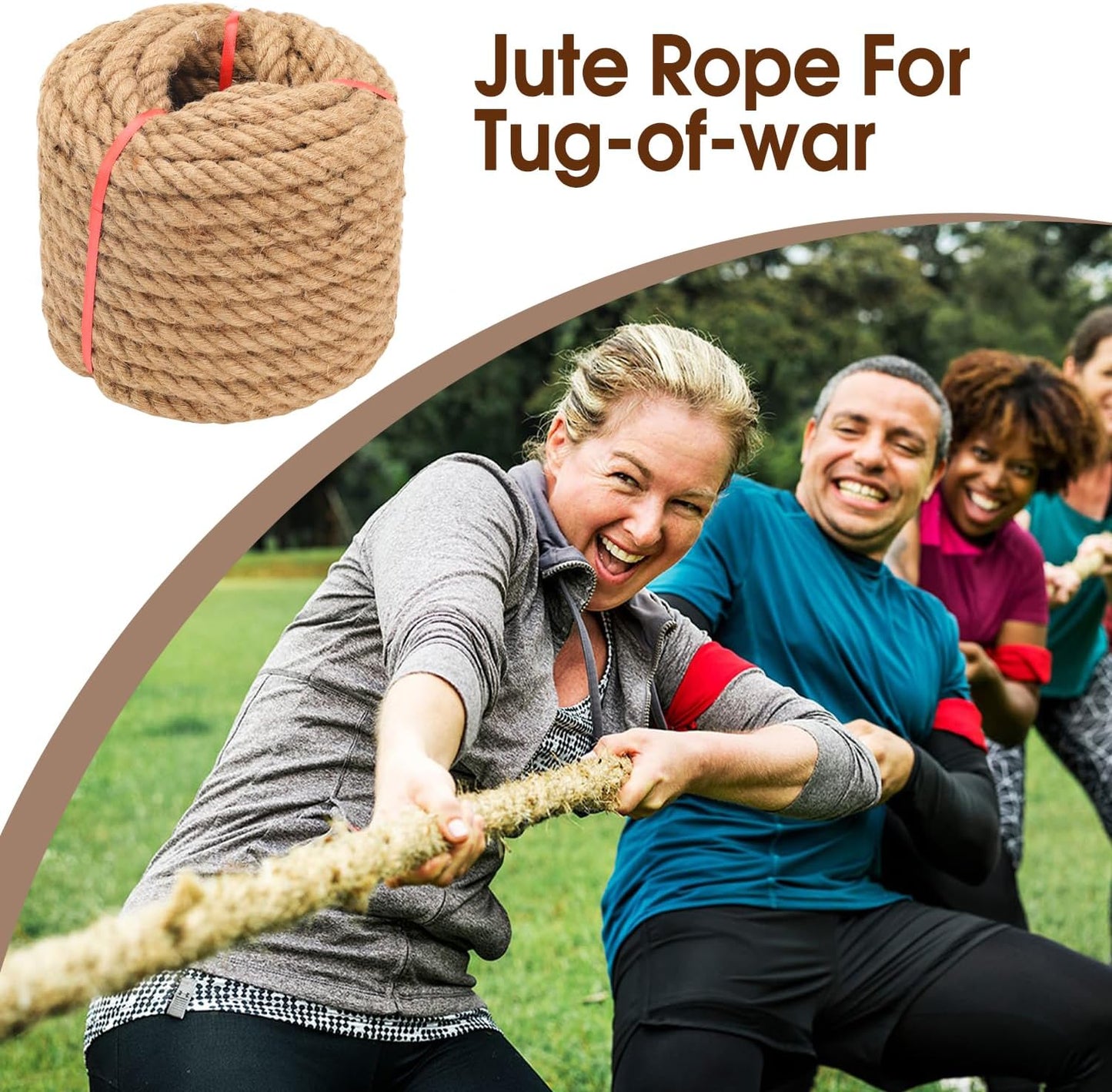 Jute Rope(1inX200 ft),25mm Thick Twisted Manila Ropes,Tug of War Rope,Heavy Duty Hemp Rope for Swing Bed, Crafts, Railing, Tug of War