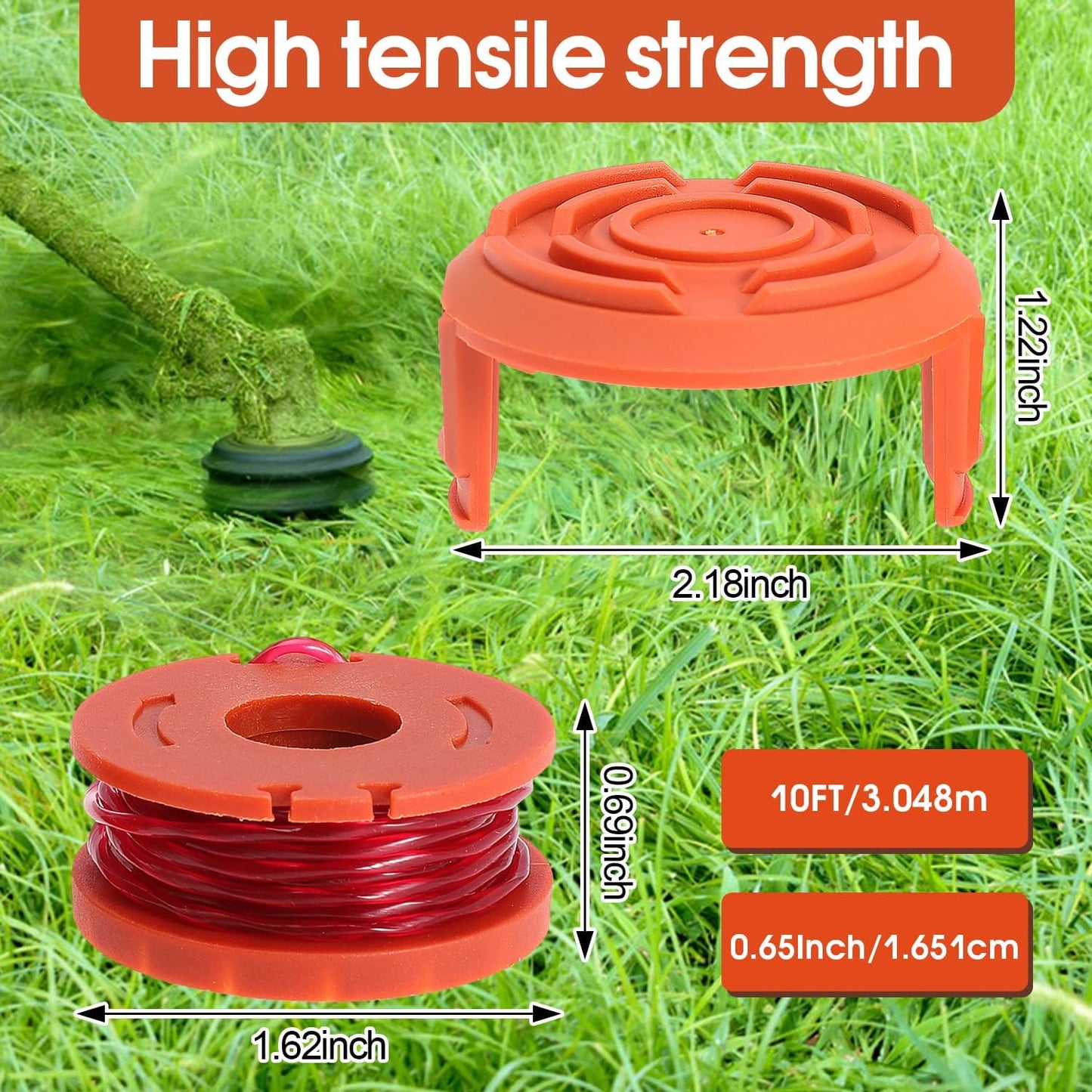 WA0010 Spool Trimmer Line Trimmer Spools for Worx String Trimmer WA0010 Weed Eater and WA6531 Spool Cap Coverfor Worx Weed Eater WG150 WG151 WG152 WG153 (10 Trimmer Line Spools+2 Spool Caps)