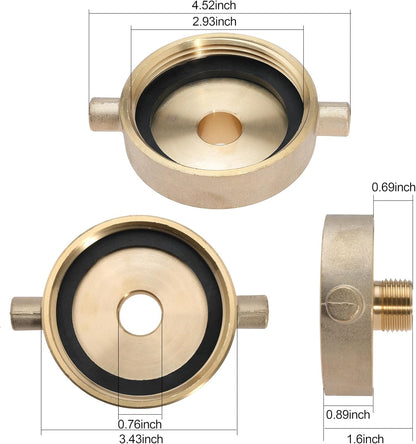 2 PCS 2-1/2" NST (NH) Female x 3/4" GHT Male Fire Hydrant Hose Adapter Brass Fire Equipment with Pin Lug for Fire Hydrants, Pipes, Hoses