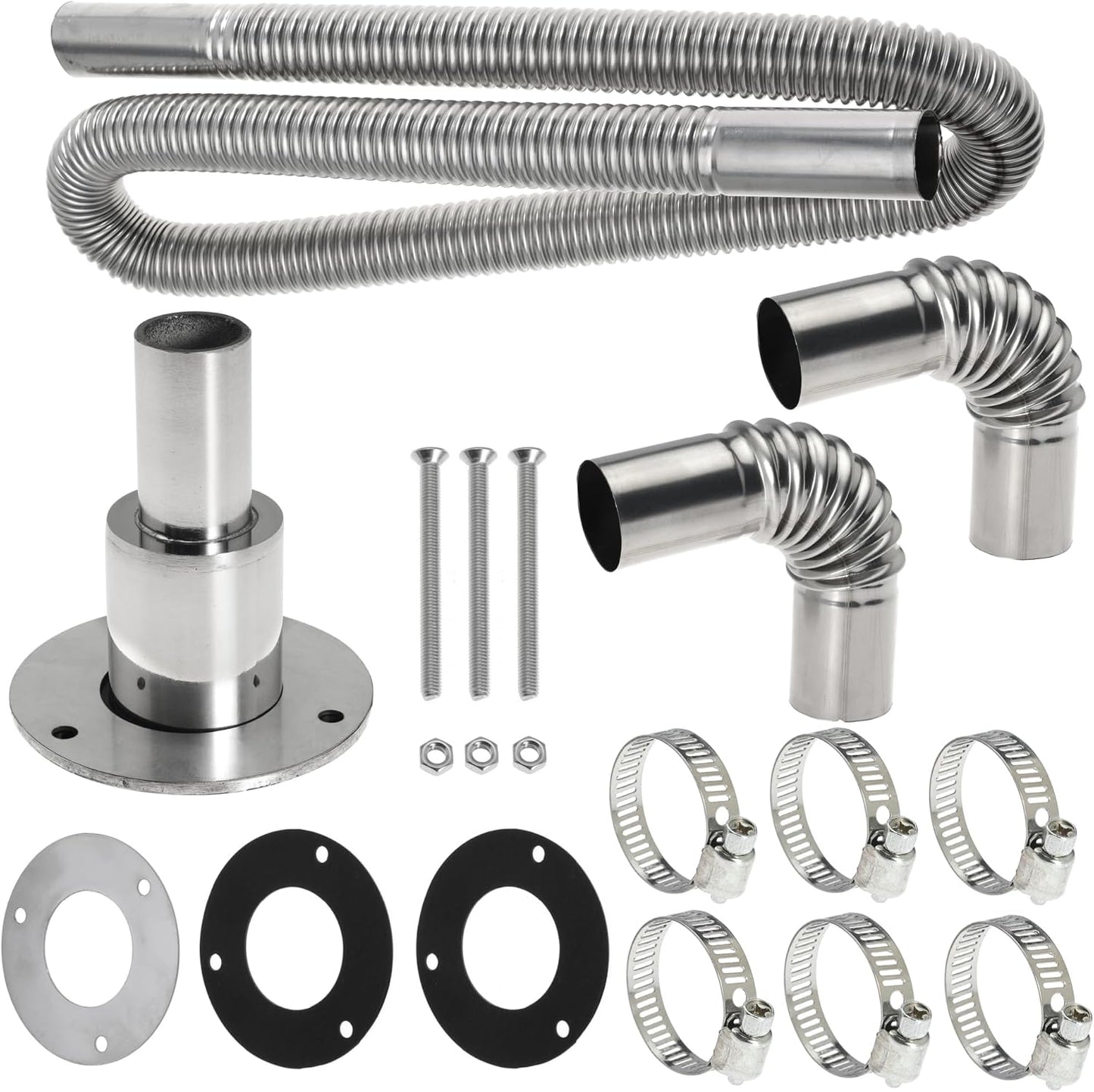 Diesel Heater Exhaust Kit - Exhaust Pipe, Straight Thru Hull Fitting and 24mm Elbow Tube Connector Set, Compatible with Webasto Eberspacher Heaters