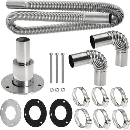 Diesel Heater Exhaust Kit - Exhaust Pipe, Straight Thru Hull Fitting and 24mm Elbow Tube Connector Set, Compatible with Webasto Eberspacher Heaters