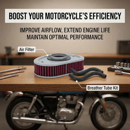 29461-99 HD-1499 Air Filter and 29476-99 Breather Tube Kit Fits for Harley Davidson 1999-2007 Motorcycles