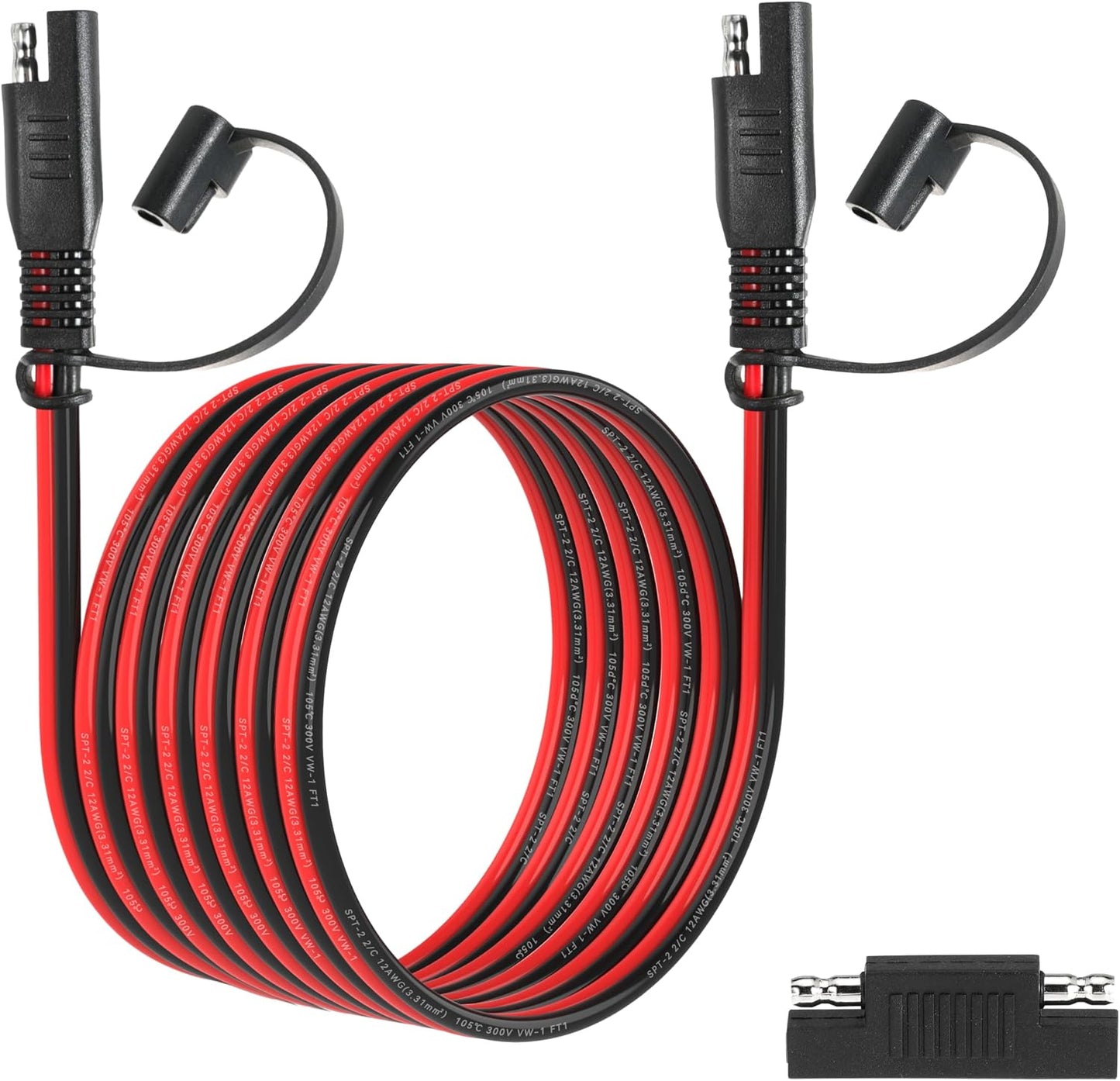 10FT 12AWG SAE Extension Cable, 12 AWG SAE to SAE Quick Disconnect Wire Harness 12 Gauge with SAE Polarity Reverse Adapter for Solar Panel RV Battery Automotive and Marine Applications (12AWG 10FT)