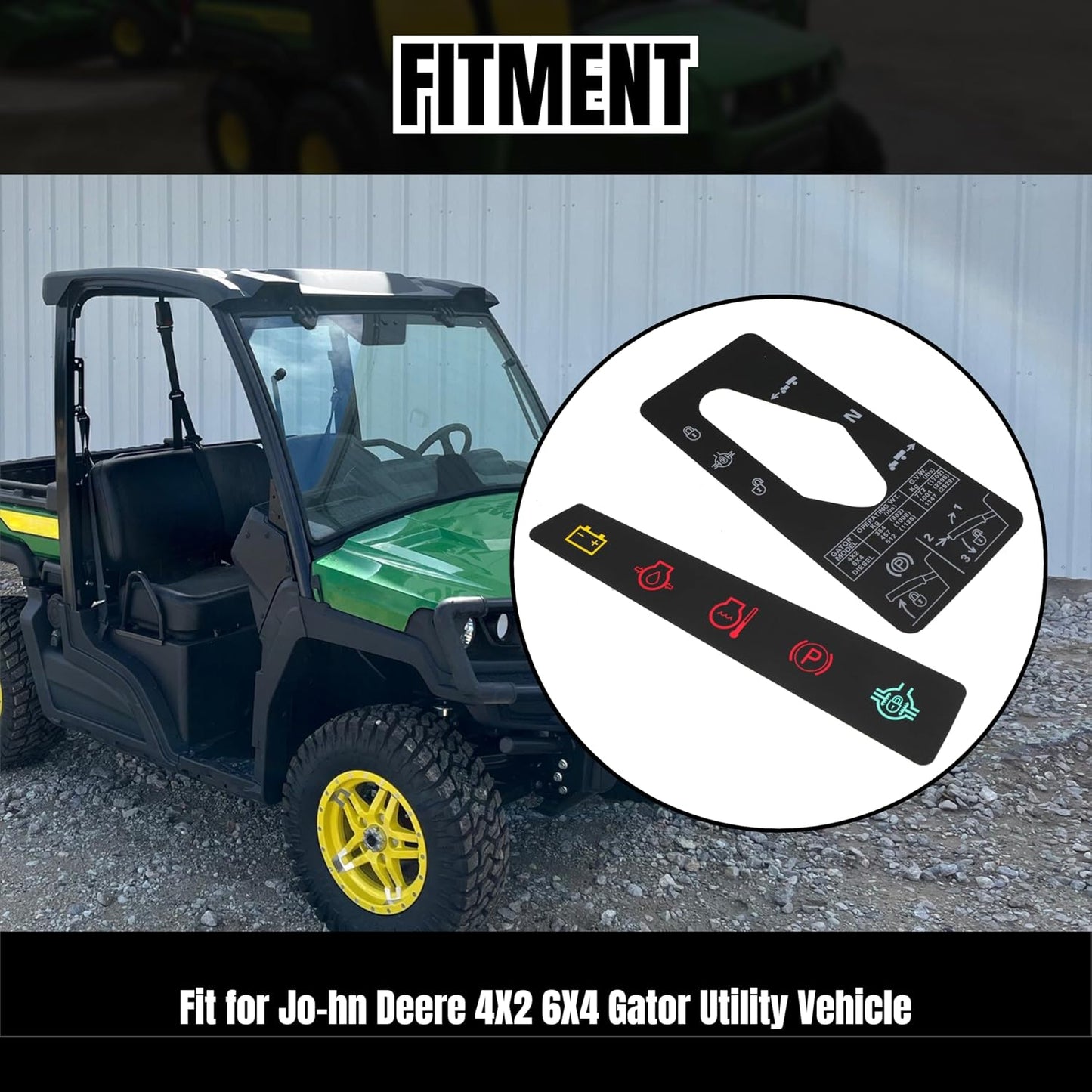 M117670 Dash Panel Decal Instrument Panel Indicator Label and M127539 Shift Quadrant Label for Jo-hn Deere 4X2 6X4 Gator Utility Vehicle