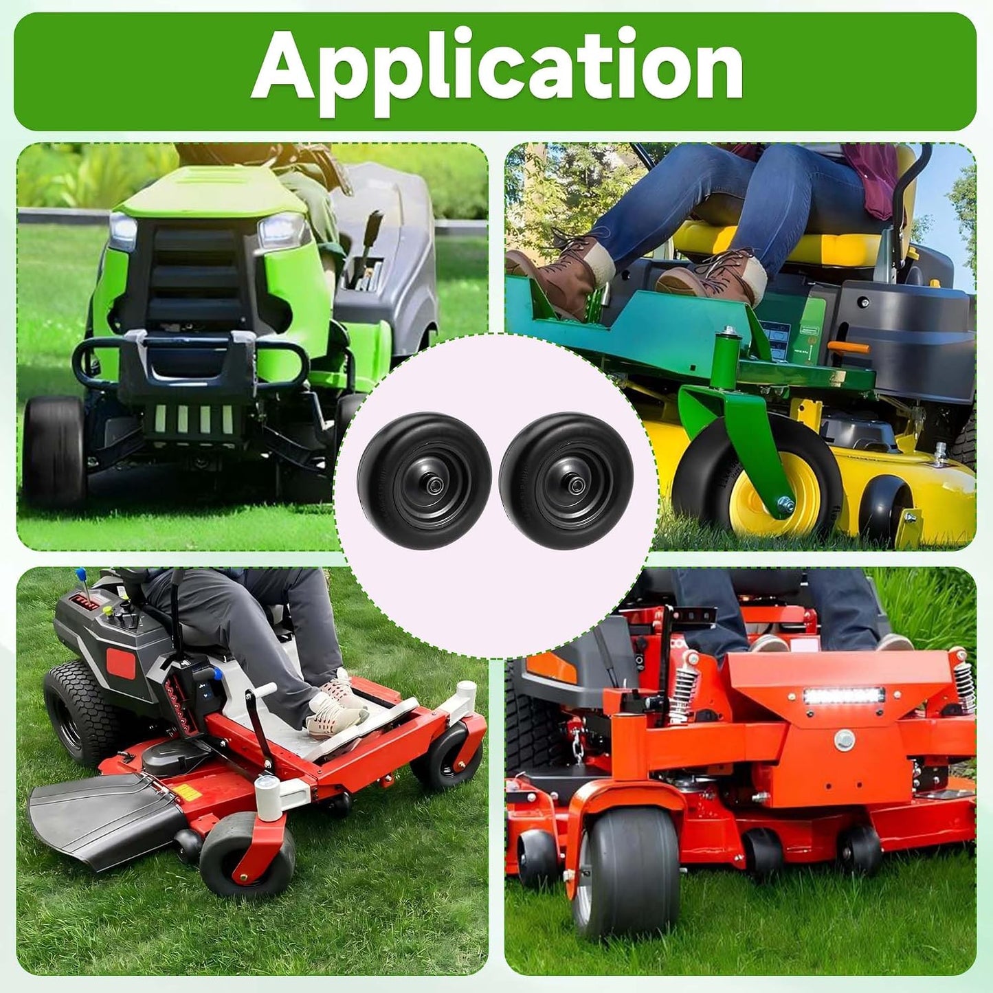 11x4.00-5 Solid Smooth Tires, Flat Free Lawn Mower Tires for Zero- Turn and Garden Tractor Mowers with 3/4" or 5/8" Bushing, Fit 3.4", 4", 4.5", 5" Centered Hub,1 Pack