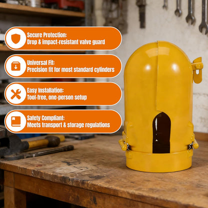 Acetylene Cylinder Regulator Protector Safety Cap High Pressure Gas Cylinder Tank Valve Protection Cap 3-1/8 x 11 Fall-Proof Design Compatible with GT-11, Yellow