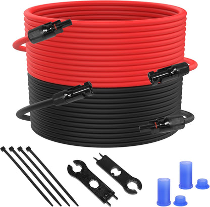5FT 10 AWG Solar Panel Extension Cable, 10AWG Solar Extension Cables, Solar PV Cable 10 Gauge PV Wire 5 FT 5 Feet Male to Female Solar Panel Wires with Solar Spanner Wrenches and Dust Caps