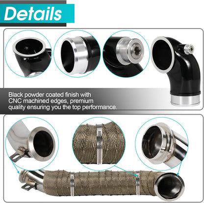 6.6 Turbo Mouthpiece, LLY Engine Turbo Mouthpiece Fits for Duramax 6.6L LLY 2004.5-2010, Inlet Manifold Intake Elbow Compatible with Chevrolet GMC Sierra Trucks with 117000500 Pipe, Siver