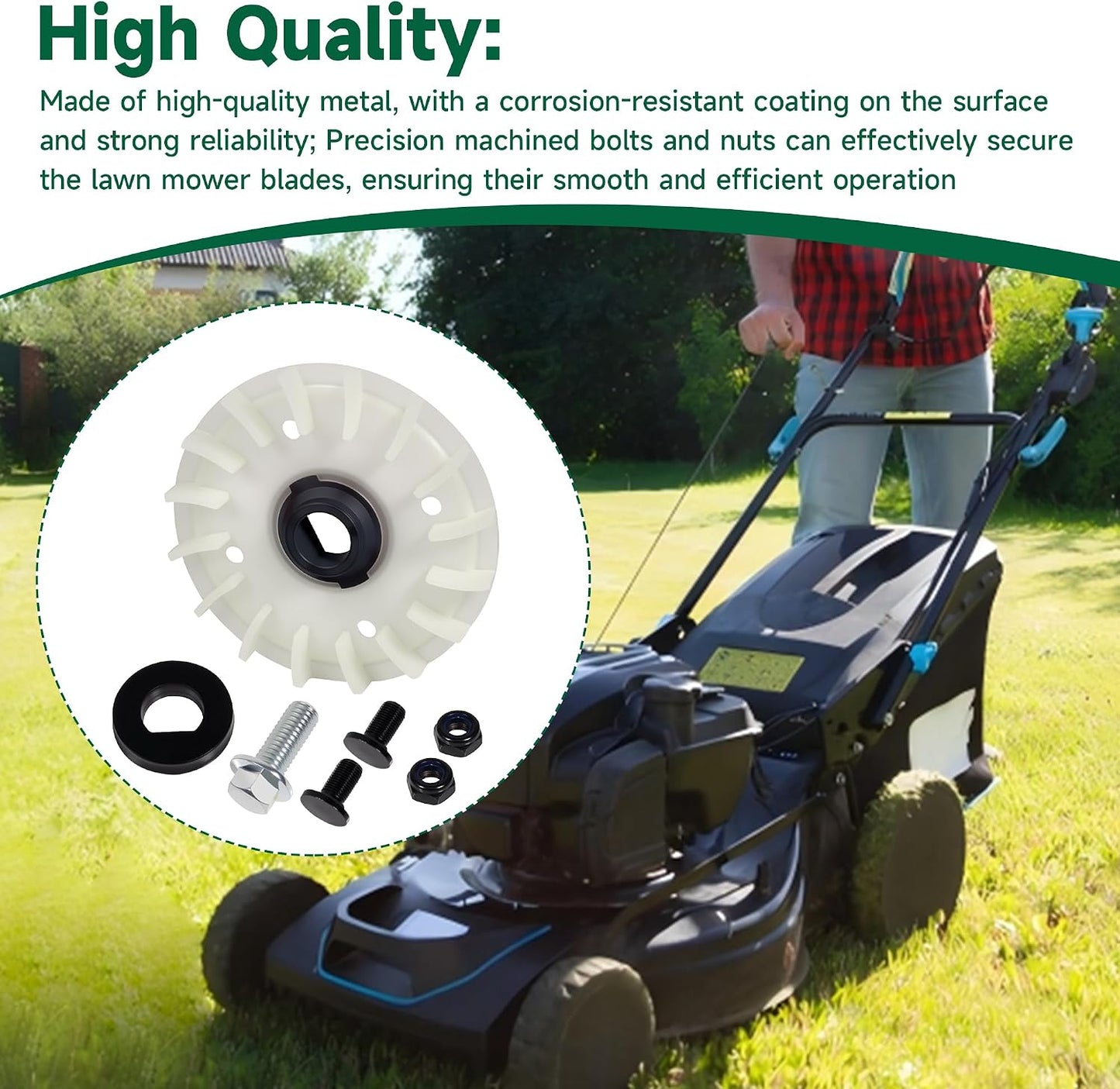 Mower Blade Kit for EGO for LM2130SP, for LM2150SP, for LM2160SP 21 inch Lawn Mower Package Includes Fan, Bolts, Nuts, and Washer for 21" Dual Blades mowers